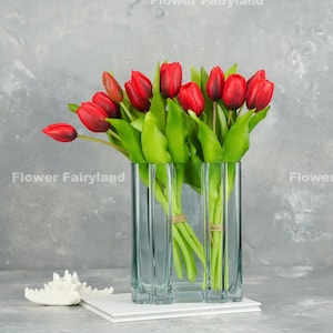 7 Stems Tulip | High Quality Artificial Flower | DIY | Floral | Wedding/Home Decoration | Gifts - Red