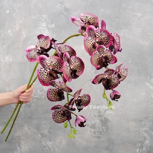 9 Heads Orchid | High Quality Artificial Flower | Wedding/Home Decoration | Gifts - Deep Magenta Pattern