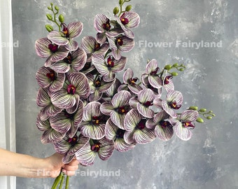 Real Touch Orchid Bouquet | 9 Heads Orchid Stem | Artificial Flower | DIY | Floral | Wedding/Home Decoration | Gifts - Greenish Grape