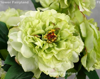 5 Huge Heads Peony Bouquet | High Quality Artificial Flower | DIY Floral | Wedding/Home Decoration | Gifts - Green