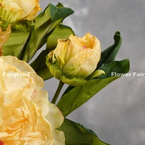 Dried Look Huge Peony with Bud Stem High Quality Artificial Flower Centerpieces DIY Floral Wedding/Home Decoration Gifts Yellow image 6