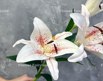 Giant Size Real Touch Oriental Lily - Artificial Flower - Dots