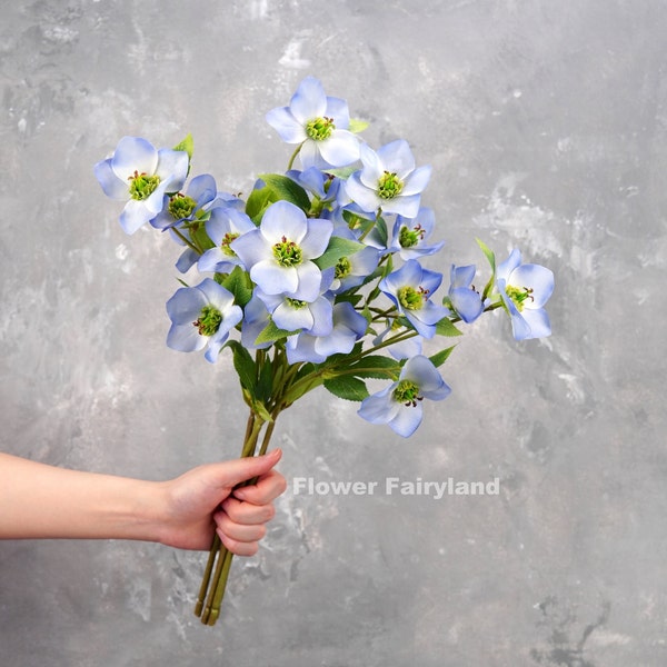 5 Heads Helleborus Stem | Artificial Flower | DIY | Floral | Wedding/Home Decoration | Gifts - Blue