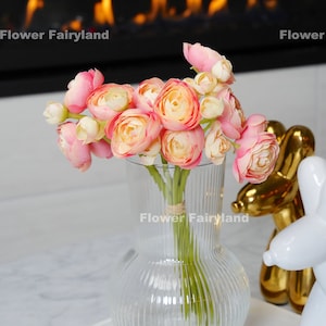 Mini Ranunculus Small Bundle | High Quality Artificial Flower | DIY | Floral | Wedding | Home Decors | Gifts - Pink Peach