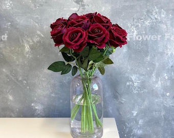 Faux Rose - Artificial Flower - Burgundy