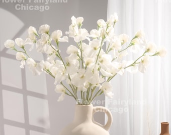 Faux Sweet Pea Stem - White