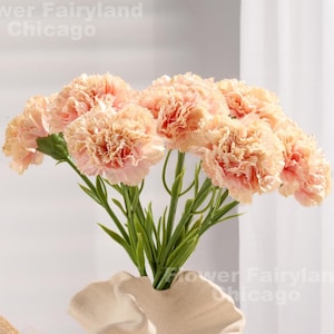 Faux Carnation Stem - Artificial Flower - Pinky Peach