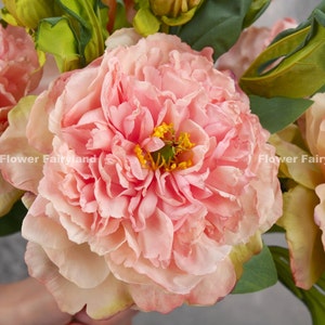 Dried Look Huge Peony with Bud Stem | High Quality Artificial Flower | DIY Floral | Wedding/Home Decoration | Gifts - Light Pink