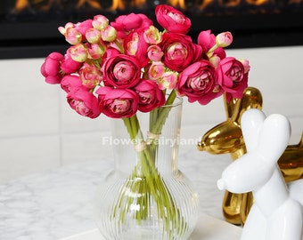 Mini Ranunculus Small Bundle | High Quality Artificial Flower | DIY Floral | Wedding/Home Decoration | Gifts - Magenta Pink