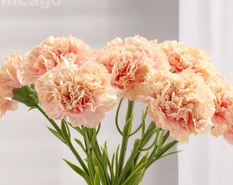 Faux Carnation Stem - Artificial Flower - Pinky Peach