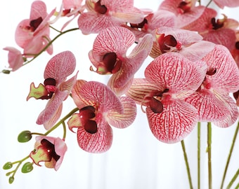 38&quot; 9 Heads Faux Orchid Stem - Artificial Flower - Deep Magenta