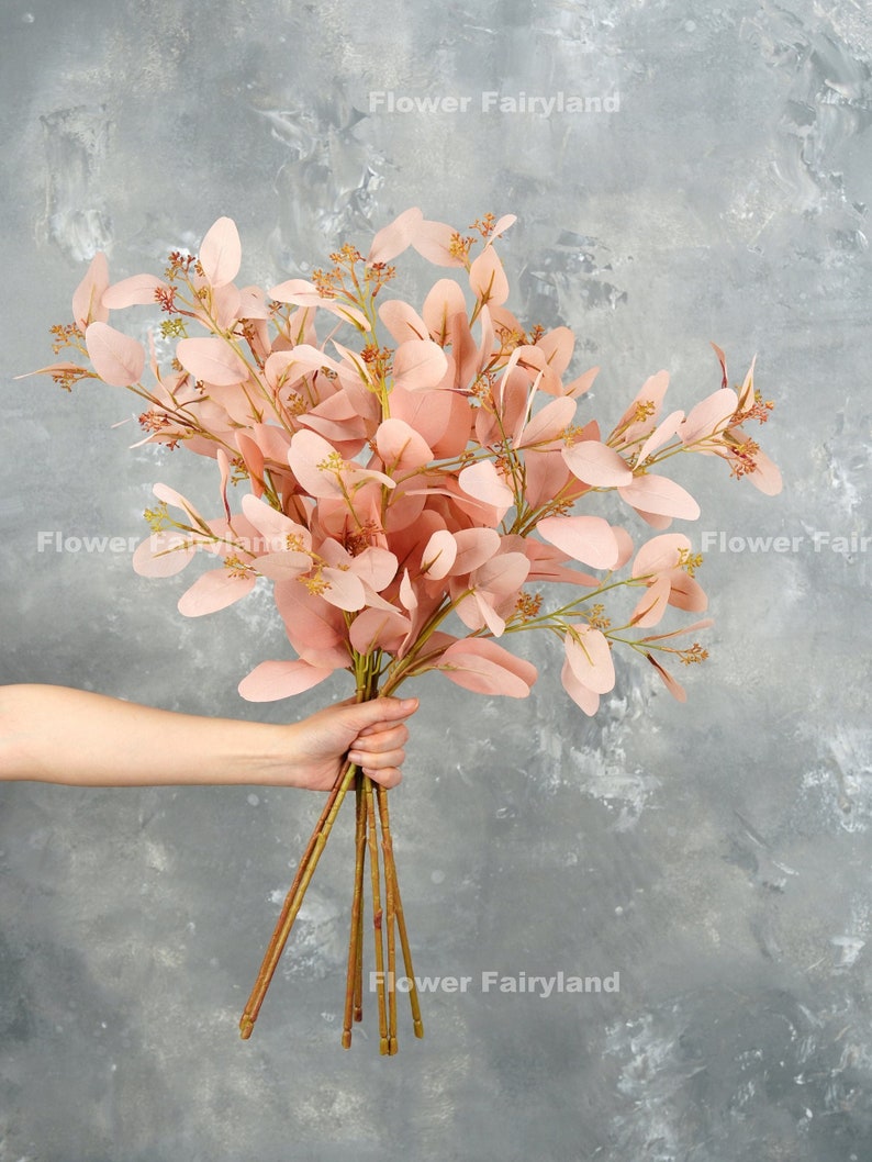 Seeded Eucalyptus Stem Artificial Plant DIY Greenery Floral Home decor Wedding/Home Decoration Gifts Pale Pink image 1