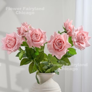30&quot; Real Touch Full Bloom Rose Stem - Artificial Flower - Pastel Pink