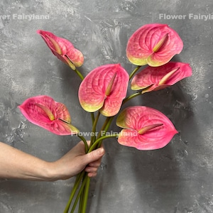 Real Touch Anthurium | High Quality Artificial Flower | DIY | Floral | Centerpieces | Wedding/Home Decors | Gifts - Pink