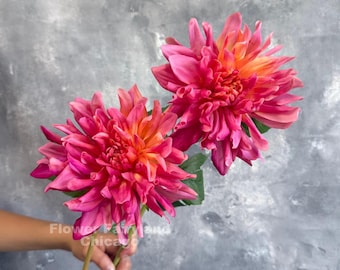 Tallo de dalia Real Touch - Flor artificial - Magenta atardecer