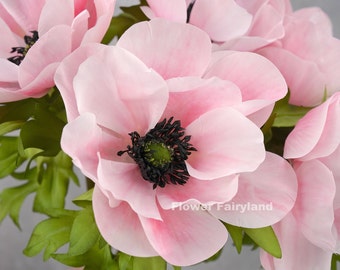 Faux Anemone Coronaria Stem | Windflower | Artificial Flower | DIY Floral | Wedding/Occasion/Home Decoration | Gifts - Light Pink