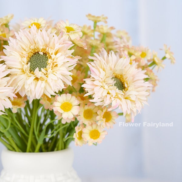 Gerbera Daisy Bouquet | 3 Stems of Gerbera Daisy | Artificial Flower | Wedding | DIY | Home Decor | Gifts -  Pink Edge