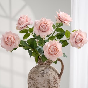 30&quot; Real Touch Full Bloom Rose Stem - Artificial Flower - Pale Mauve Pink