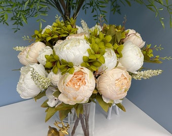 8 Heads Peony and Hydrangea Bouquet | Artificial Flower | Wedding/Home Decoration | Gifts