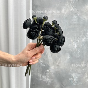 Mini Ranunculus Small Bundle - Artificial Flower - Black