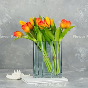 7 Stems Faux Tulip | High Quality Artificial Flower | Wedding/Home Decoration | Gifts - Orange