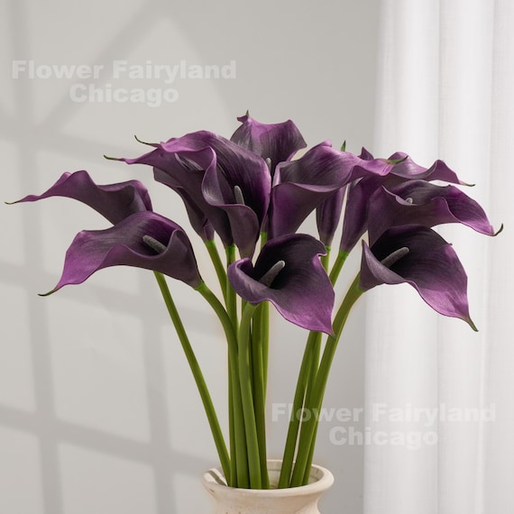 20" Natural Touch Faux Calla Lily - Artificial Flower - Dark Purple