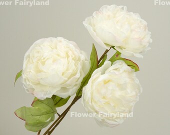 Faux Large Peony Head Stem | Artificial Flower | DIY Floral | Wedding/Home Decoration | Gifts - White