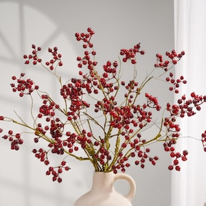 Faux Cranberry Branch - Artificial Plant - Red