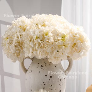 3 Stems Dried Look Hydrangea Bundle - Artificial Flower - Antique White