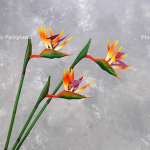 Real Touch Bird of Paradise Flower Stem | Wysokiej jakości sztuczny kwiat | DIY | Elementy centralne | Dekoracje domu | Prezenty - pomarańczowo-żółty