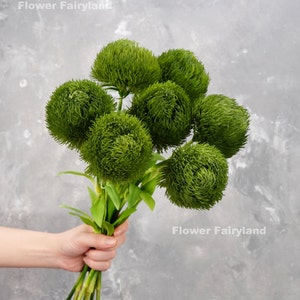 Real Touch Dianthus Green Ball Bouquet | Dianthus Green Ball Stem | High Quality Artificial Plant | DIY | Floral | Home Decoration | Gifts