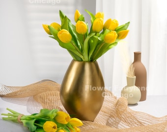 Lot de 7 fausses tulipes - Fleur artificielle - Jaune