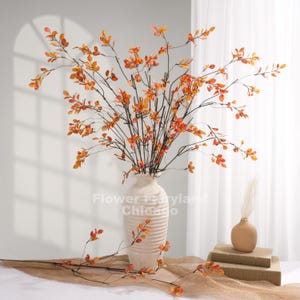 39" Decorative Faux Leaf Stem | Artificial Plant | Floral | Centerpieces | Wedding/Home Decoration | Gifts - Orange