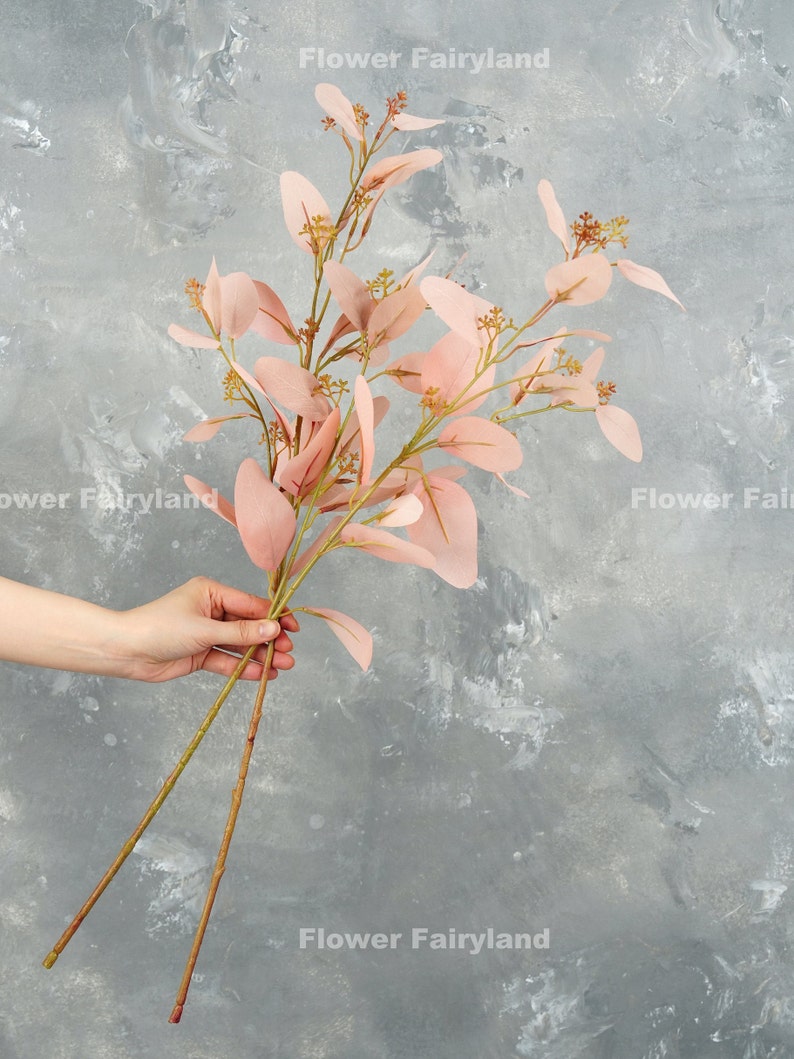 Seeded Eucalyptus Stem Artificial Plant DIY Greenery Floral Home decor Wedding/Home Decoration Gifts Pale Pink image 4