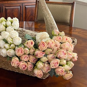 10 Stems Dried Look Rose Bouquet - Artificial Flower - Pink