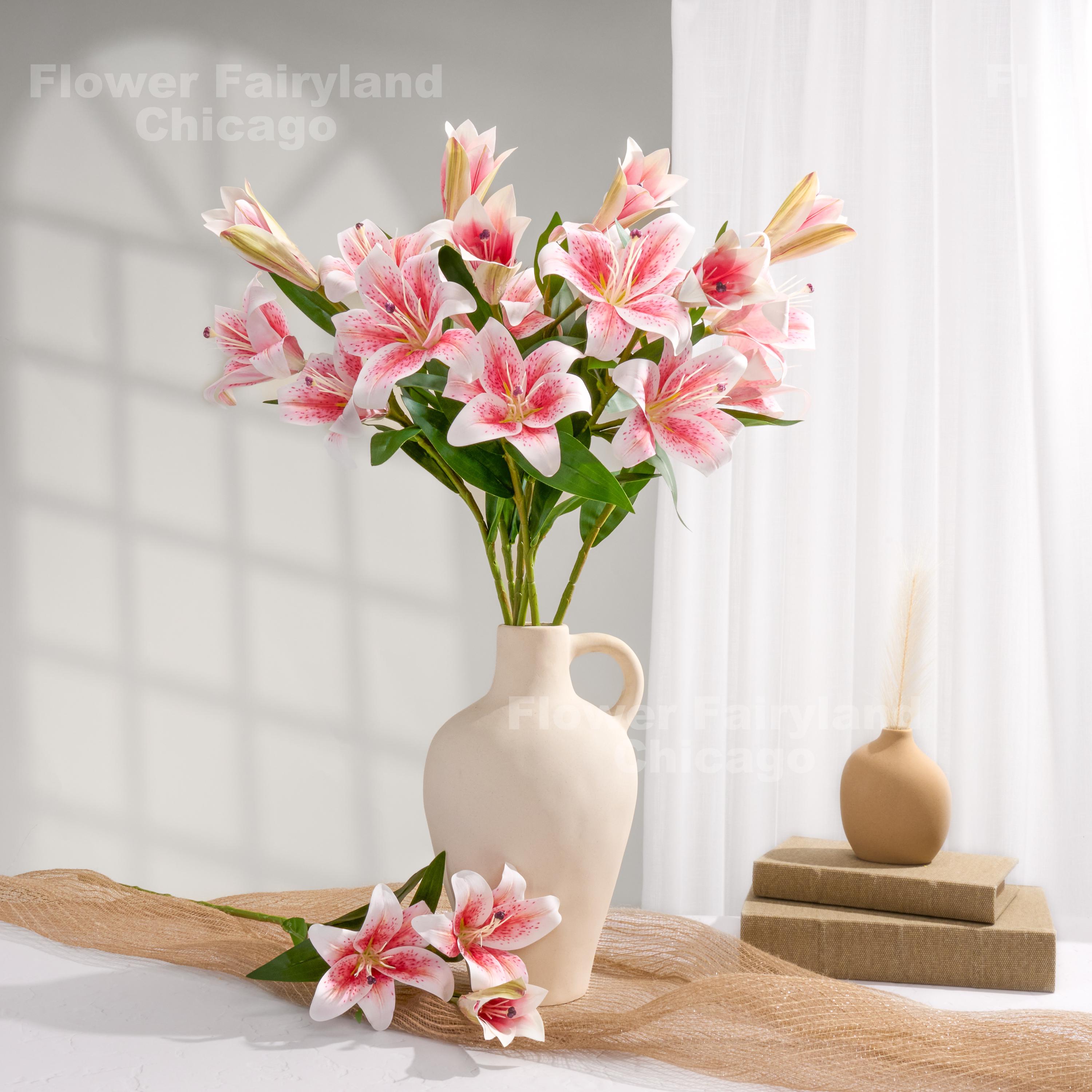 3輪の造花ユリ - 人工花 - ピンクドット - Etsy 日本