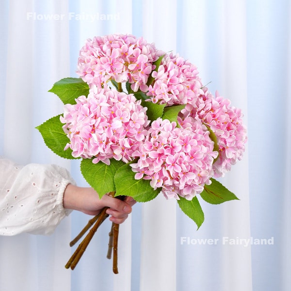 Realistic Hydrangea Stem | High Quality Artificial Flower | DIY | Floral | Wedding/Home Decoration | Gifts - Pink