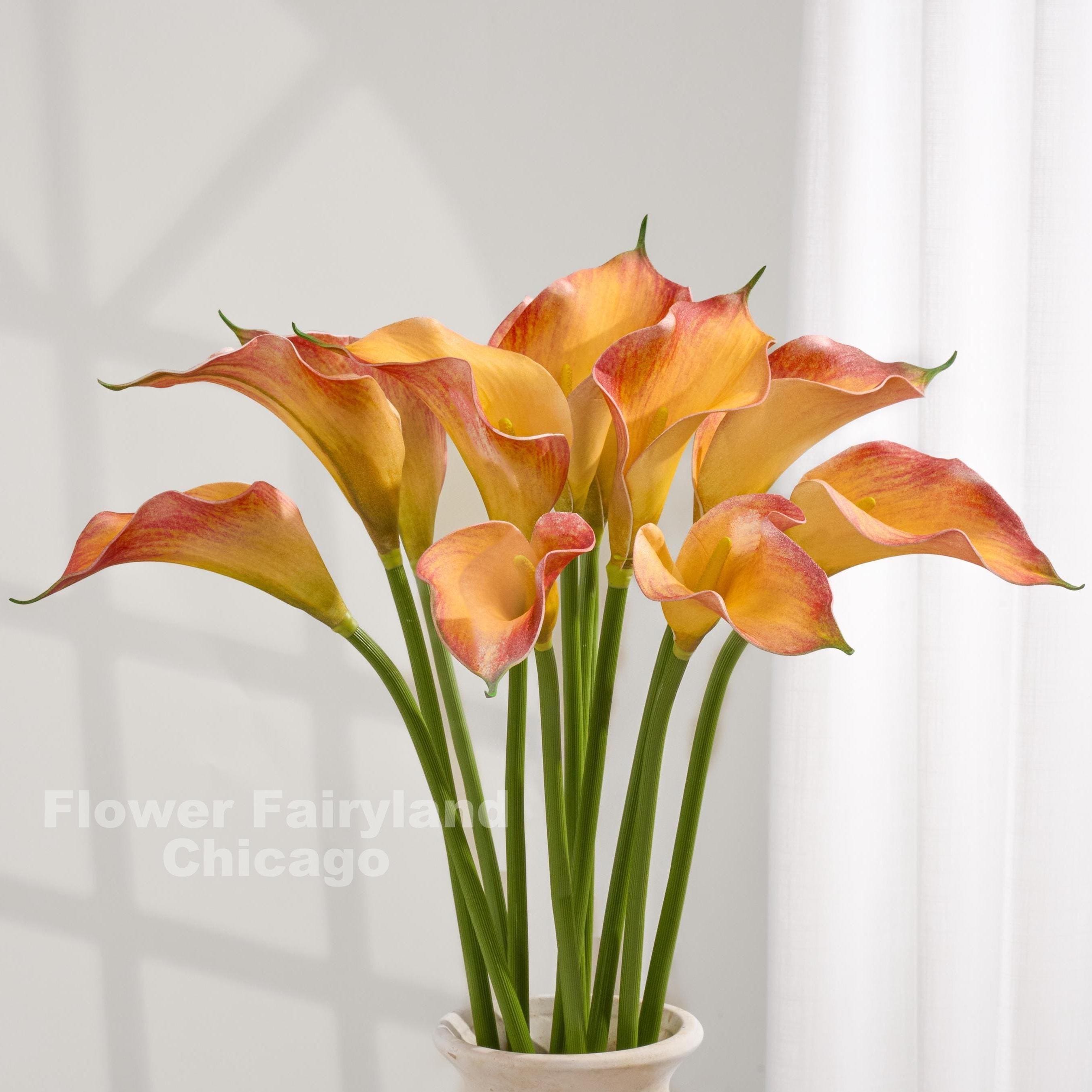 20インチ ナチュラルタッチ フェイクカラーリリー - 造花 - フレイム