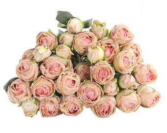 10 Stems Dried Look Rose Bouquet in Long Stem - Artificial Flower - Light Pink