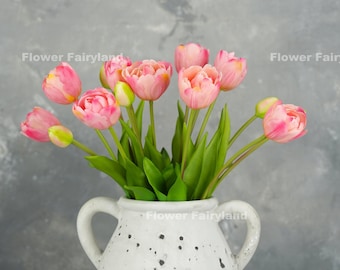 5 Stems Tulip | High Quality Artificial Flower | Centerpieces | DIY | Floral | Wedding/Home Decoration | Gifts - Light Pink
