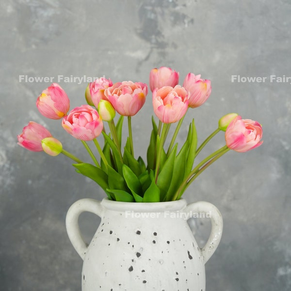 5 Stems Tulip | High Quality Artificial Flower | Centerpieces | DIY | Floral | Wedding/Home Decoration | Gifts - Light Pink