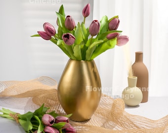 Lot de 7 fausses tulipes - Fleur artificielle - Violet foncé