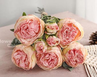 27 teste rosa peonia rosa fiori artificiali bouquet di seta rose