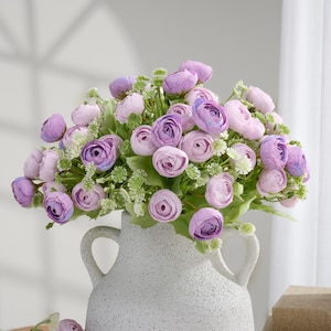 15 Heads Faux Mini Rose Small Bouquet - Artificial Flower - Purple