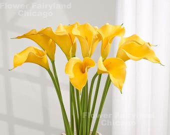 Lirio artificial de tacto natural de 20" - Flor artificial - Amarillo