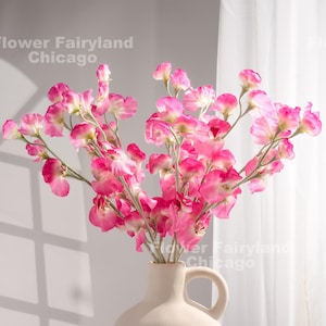 Faux Sweet Pea Stem - Artificial Flower - Bright Pink