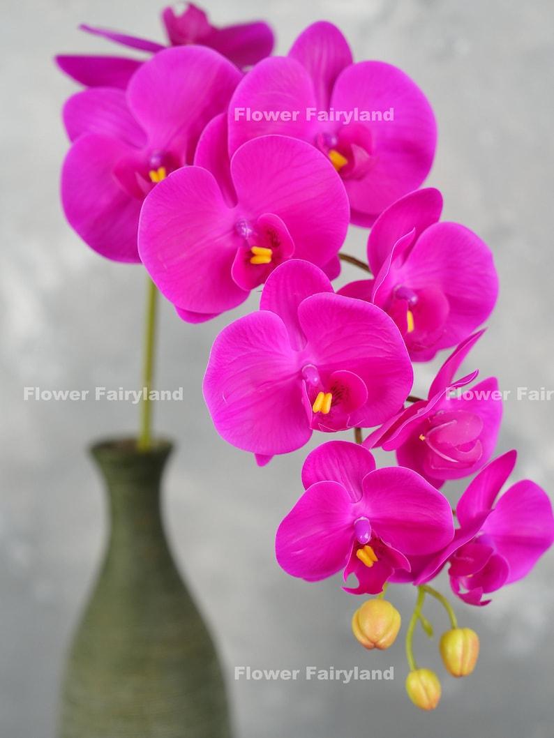 38 Real Touch 9 Heads Orchid Stem High Quality Artificial Flower DIY Floral Centerpiece Wedding/Home Decoration Gifts Magenta image 5