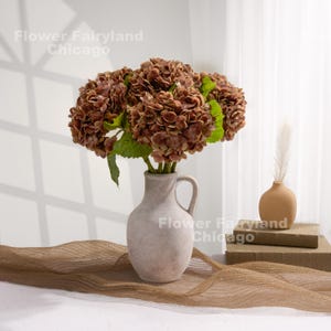 Real Touch Huge Hydrangea Stem - Artificial Flower - Brown