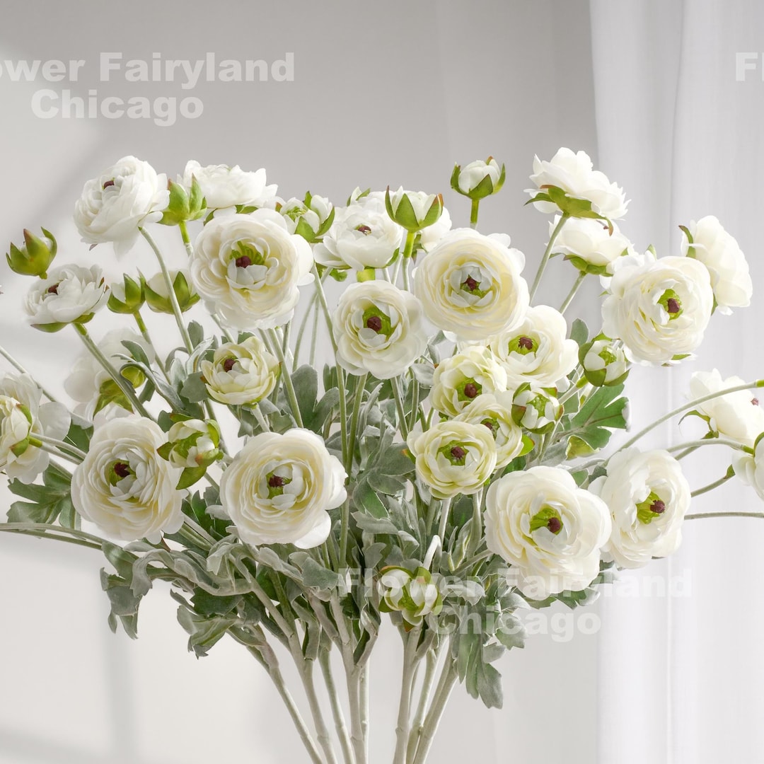 White Fake Ranunculus 6 Heads Faux Ranunculus - Artificial Flower - White - Etsy
