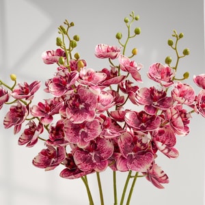 Real Touch 8 Heads Orchid Stem - Artificial Flower - Dark Pink